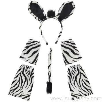 Zebra Headband Animal Ears Tail accessory set